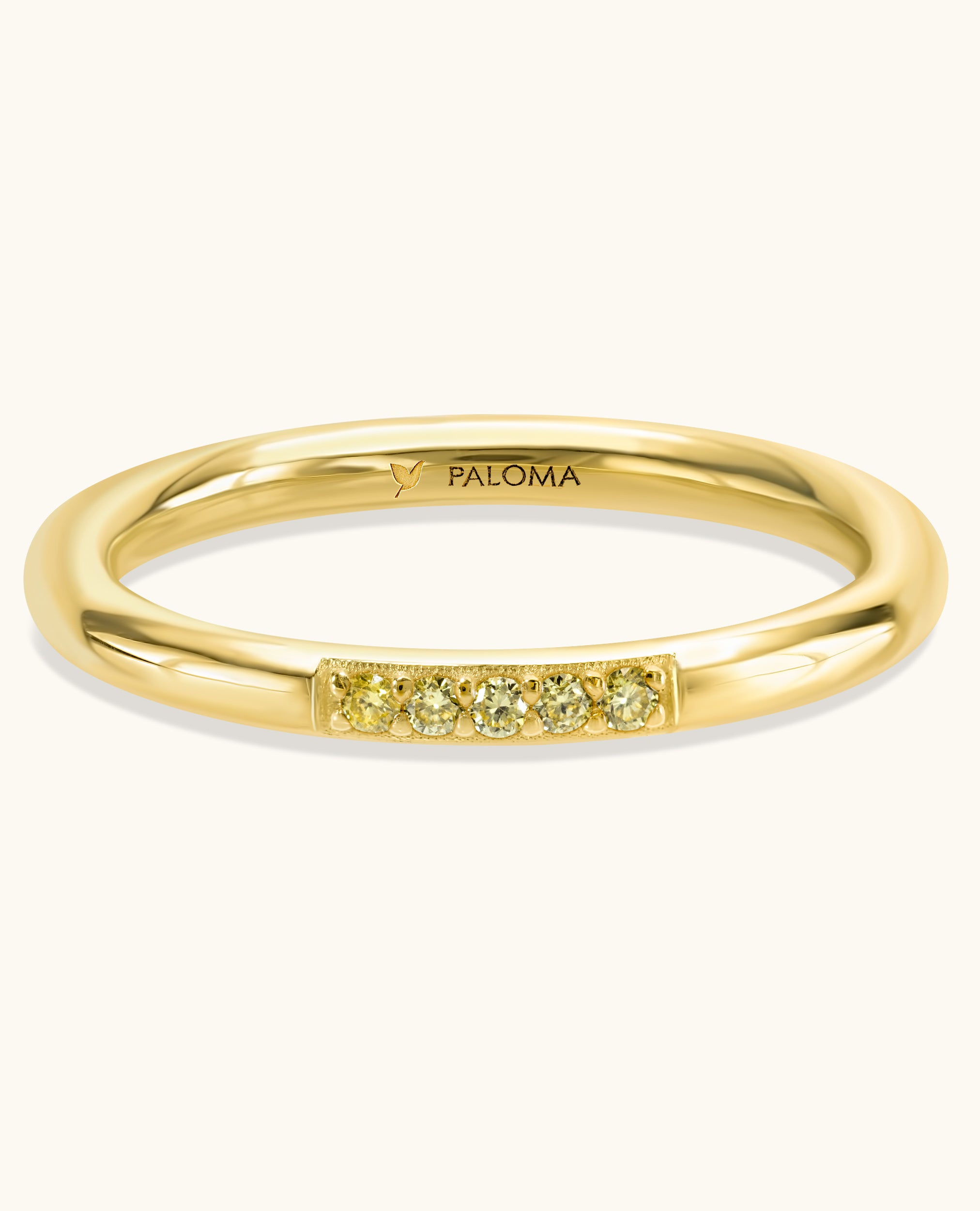 Fancy Color Yellow 5-Stone Diamond Row Stack Ring