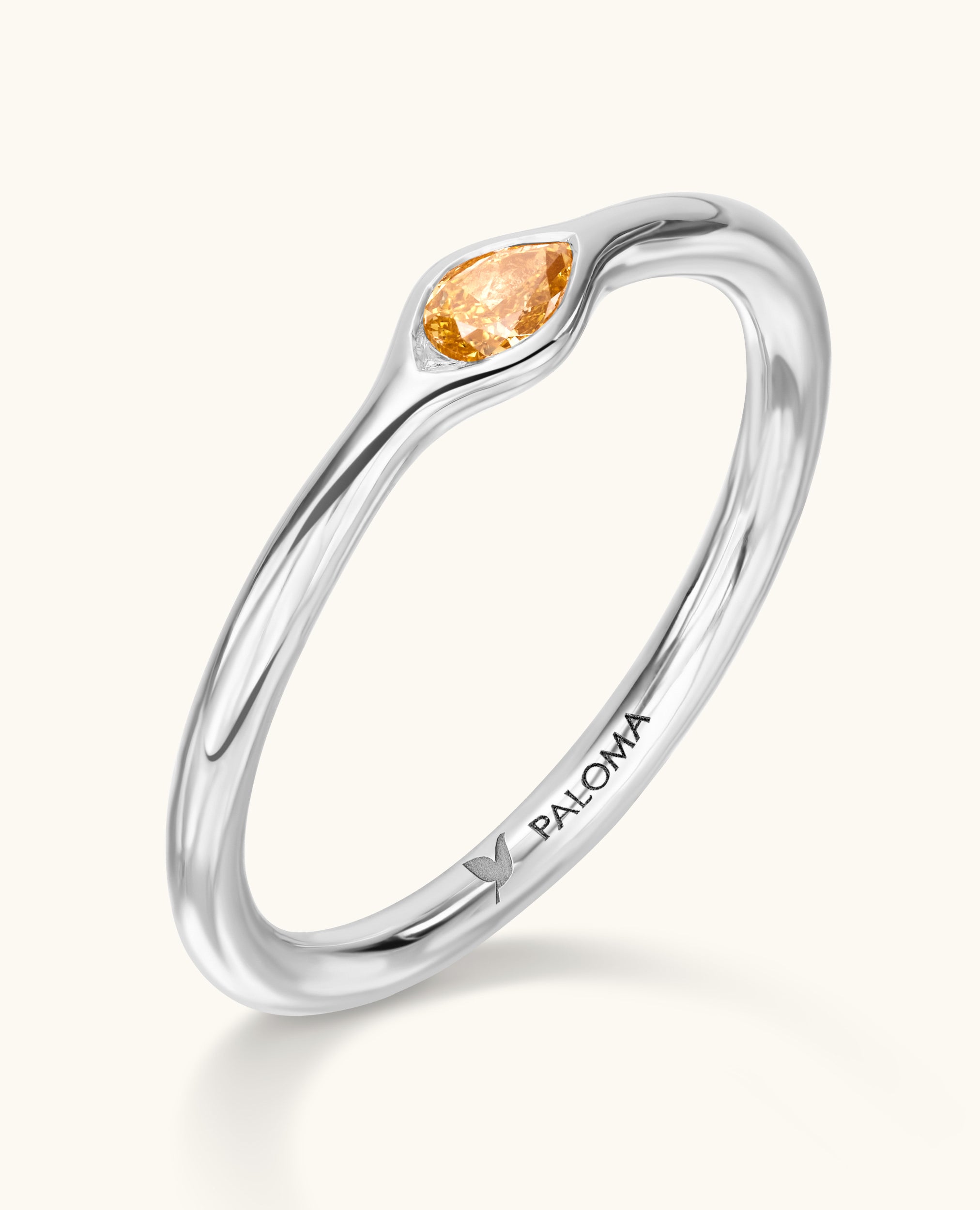 Fancy Color Orange Diamond Evil Eye Stack Ring