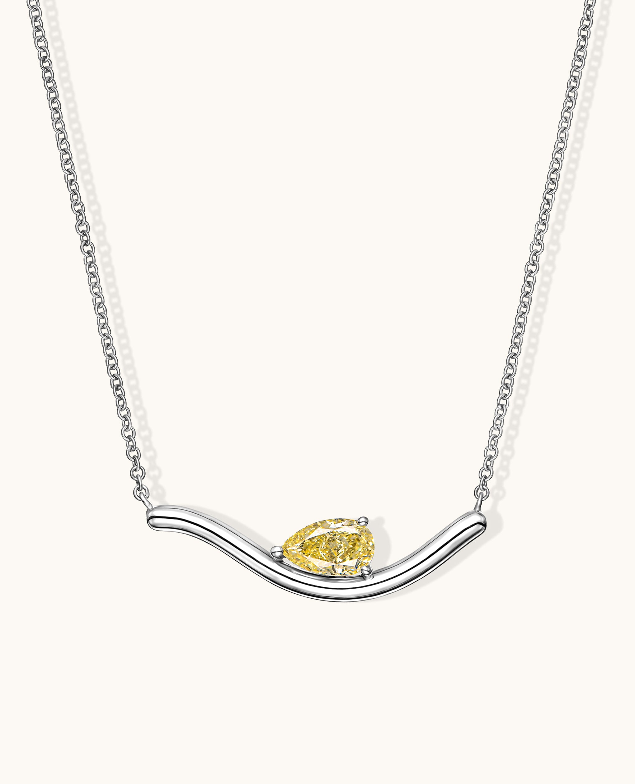 Crescent Bar Necklace White Gold