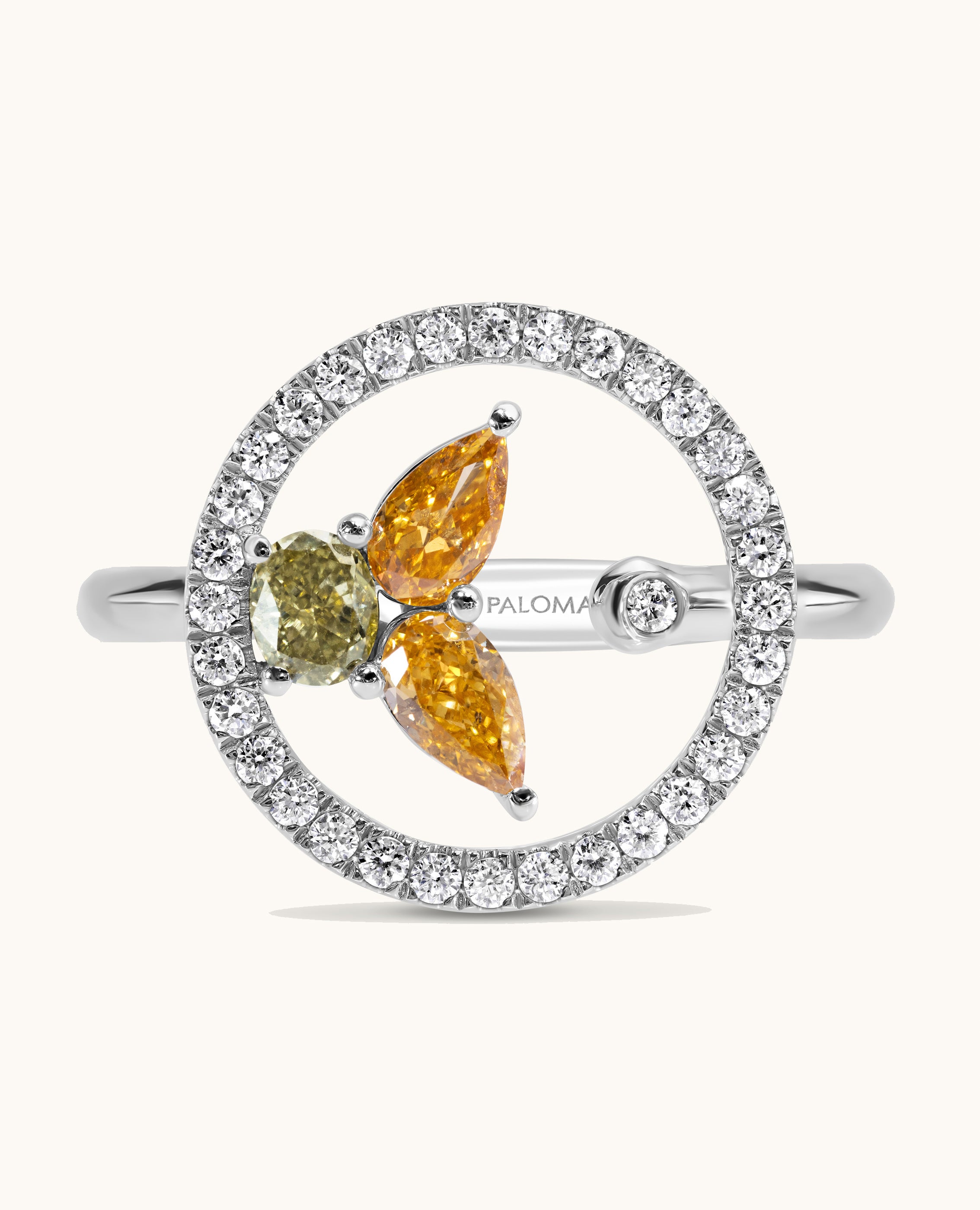 Fancy Halo 3 Stone Pave Ring