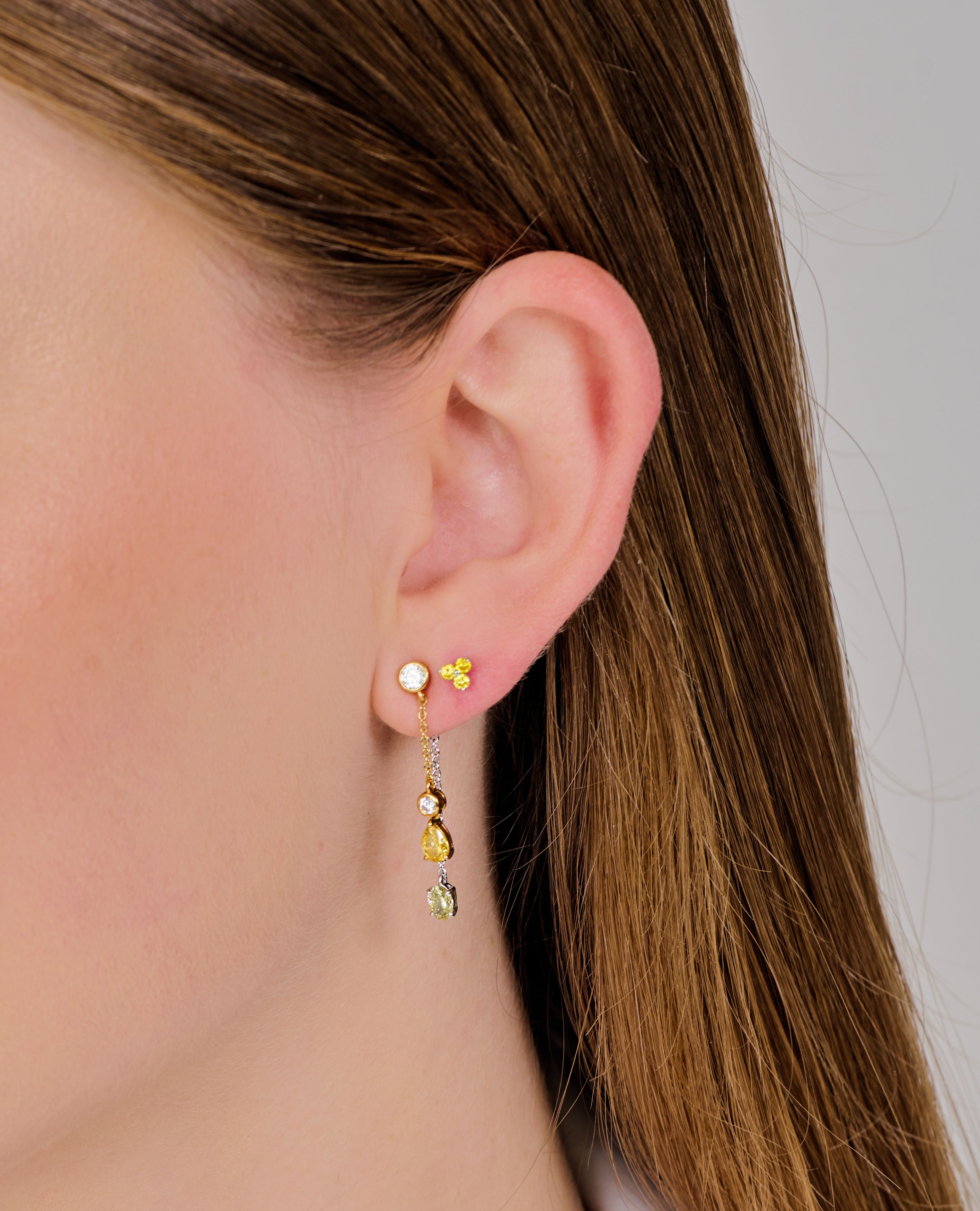 High-low Fancy Color Diamond Drop Earrings
