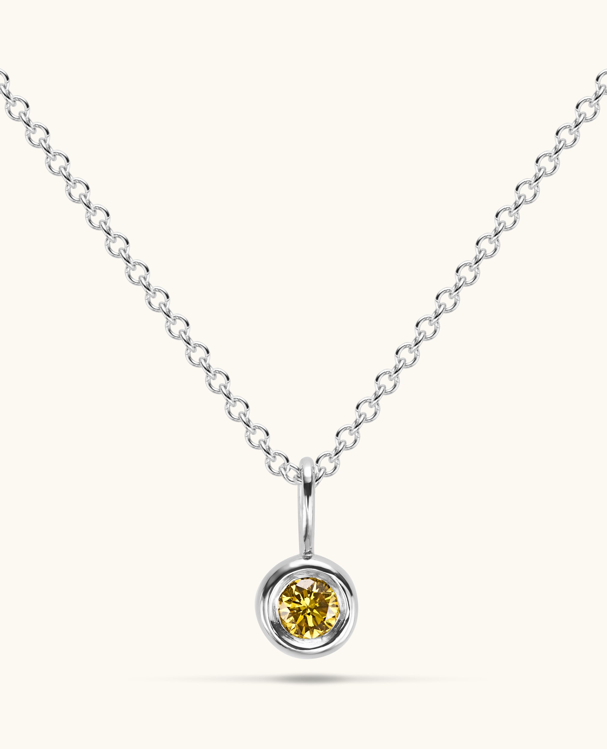 Fancy Color Yellow Diamond Solitaire Pendant Necklace