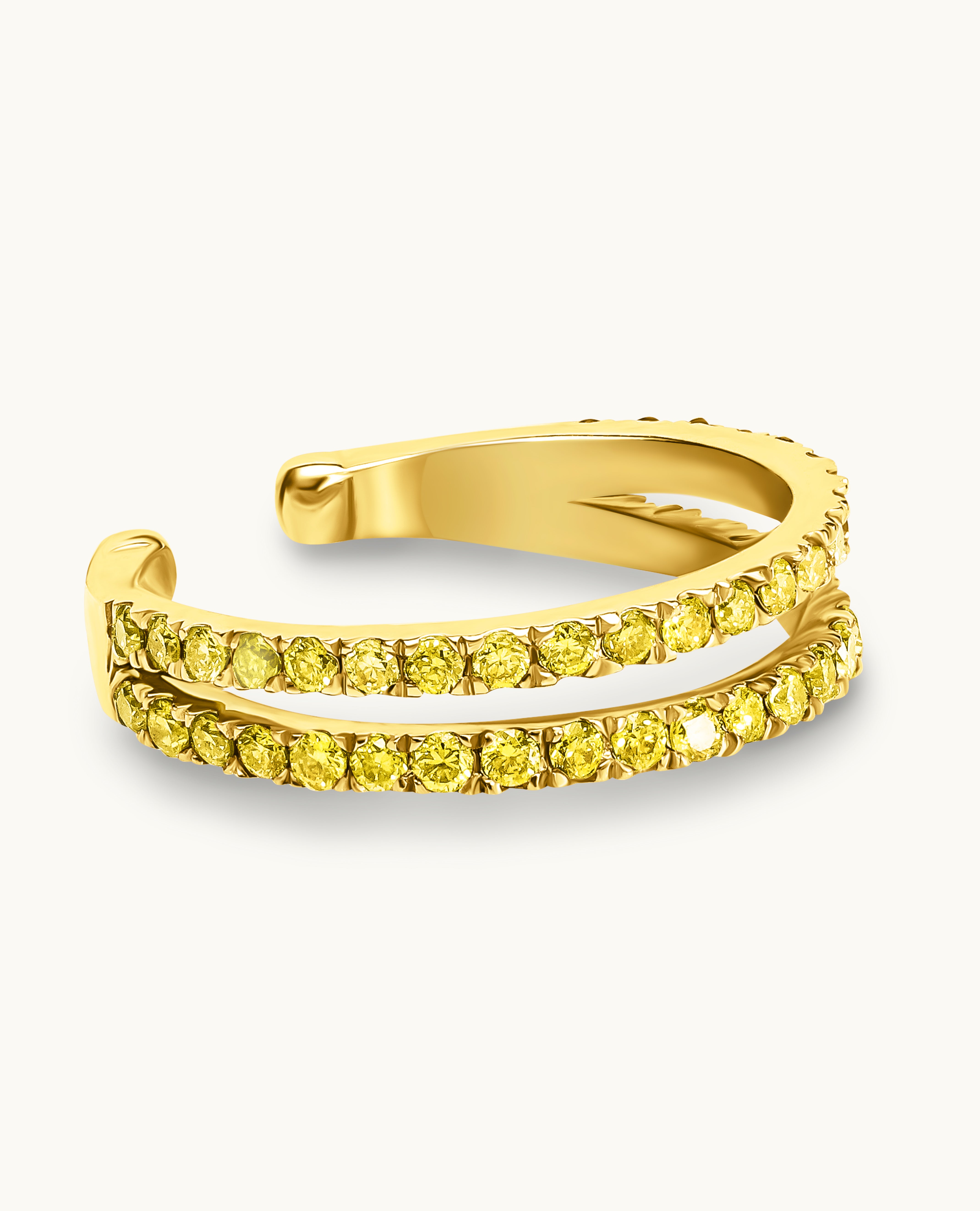 Yellow Diamond Double Row Ear Cuff