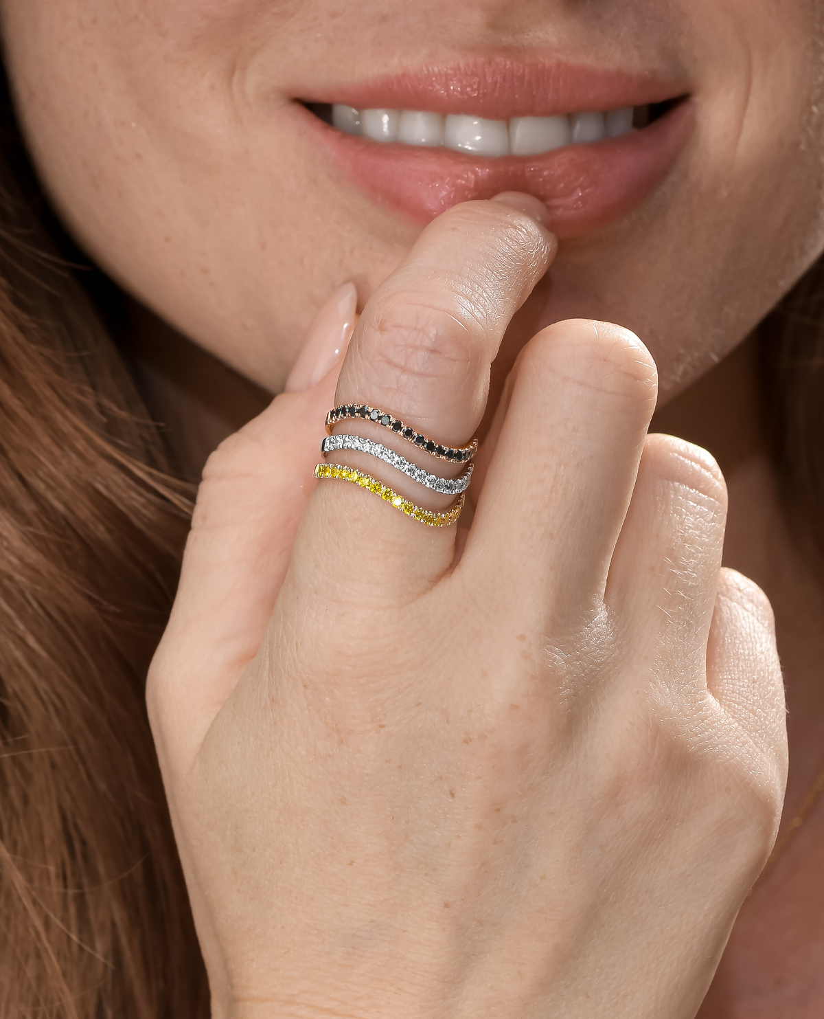 Black Diamond Crescent Ring